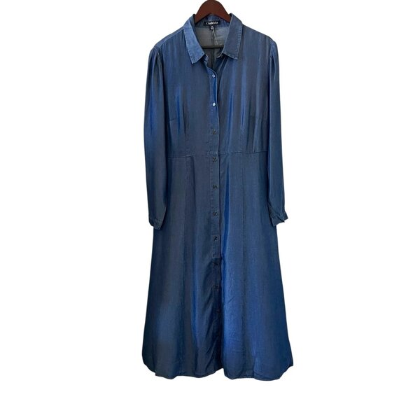 Chadwicks New Chambray Button Front Shirt Maxi Dress Size 16 - Picture 1 of 13